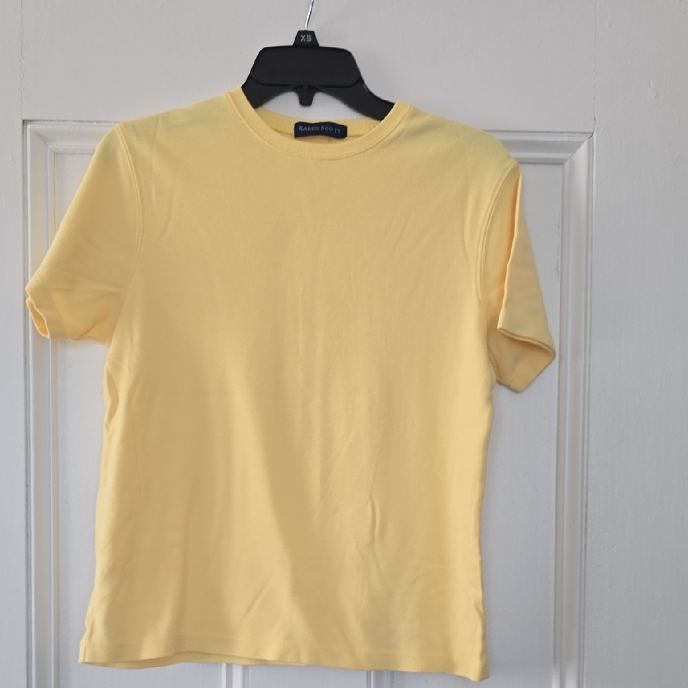 Karen Scott Soft Yellow Short Sleeve Tee